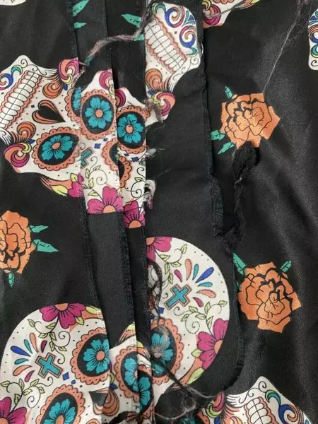 Lot of Day of the Dead Fabric Skulls & Flowers 1 Yard + 42" Sewn Pieces