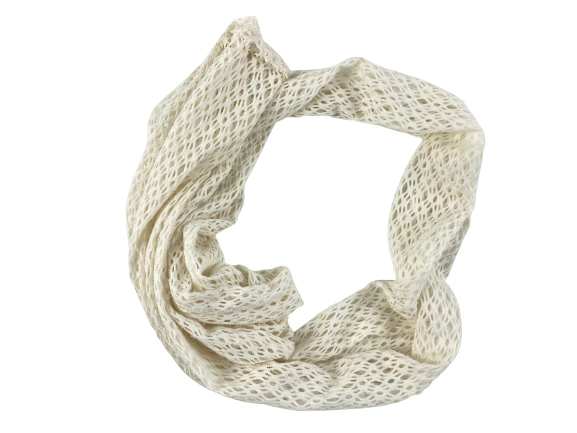 Lot of 2 Women's Knit Scarves Infinity Wraps Pink & White Eyelet Design