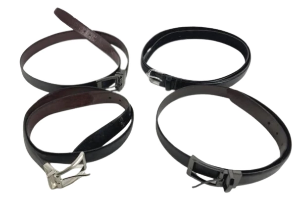 Lot of 4 Black Leather Belts for DIY Crafting - Nautica & More