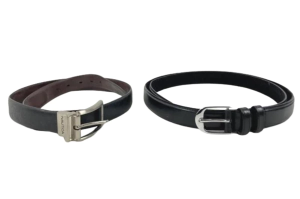 Lot of 4 Black Leather Belts for DIY Crafting - Nautica & More