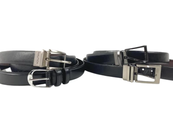 Lot of 4 Black Leather Belts for DIY Crafting - Nautica & More