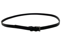 Women's Black Faux Leather Skinny Belt Size 14 with Silver Metal Buckle