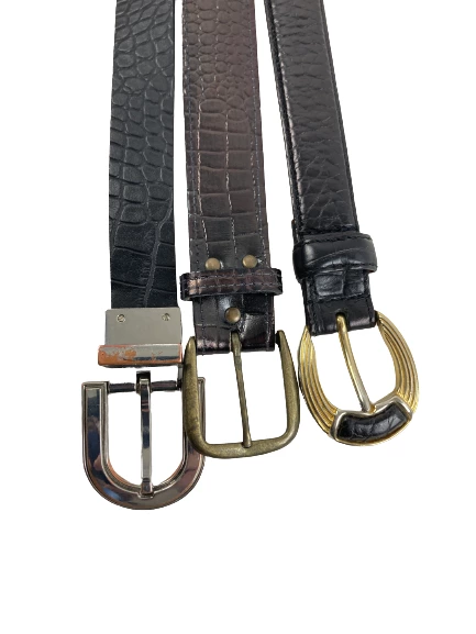 Lot of 3 Faux Leather Belts for Crafting DIY Projects - Embossed Tooled