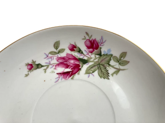 Lot of 3 Porcelain Cups & Saucers White with Pink Roses Xiang Shan Mark