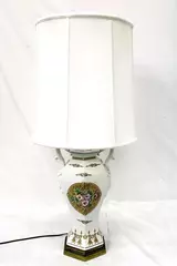 Vintage Victorian Ceramic Table Lamp with White Shade Works Great