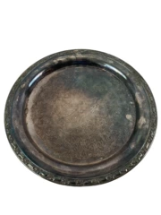 Vintage Engraved Silverplate Wedding Platter 12 Aug 72 Scroll Pattern 12.5in