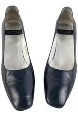 Vintage Charles Jourdan Black Square Toe Heels Pumps Women's 8.5 AA