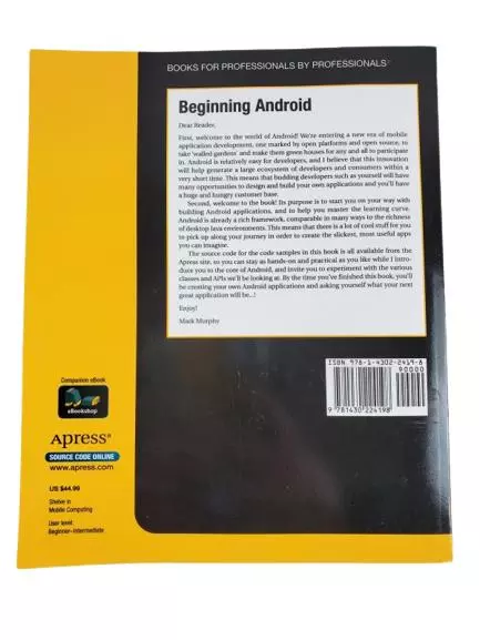 Beginning Android by Mark L. Murphy 2009 Apress Paperback - Good Condition