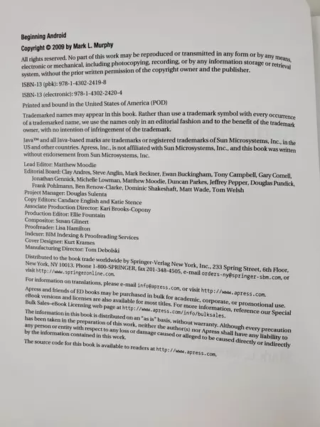 Beginning Android by Mark L. Murphy 2009 Apress Paperback - Good Condition