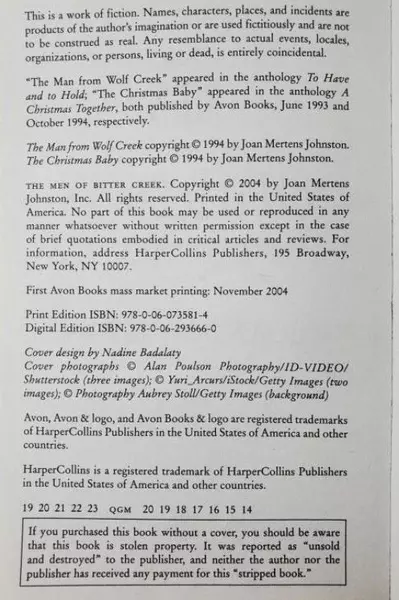 The Men of Bitter Creek by Joan Johnston 1994 Avon Vintage Paperback Book