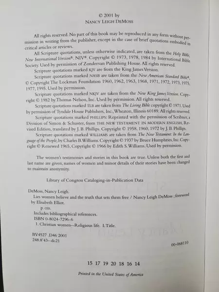 Lies Women Believe & the Truth That Sets Them Free by Nancy Leigh DeMoss PB