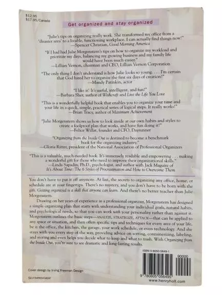Organizing from the Inside Out by Julie Morgenstern 1998 Paperback Book