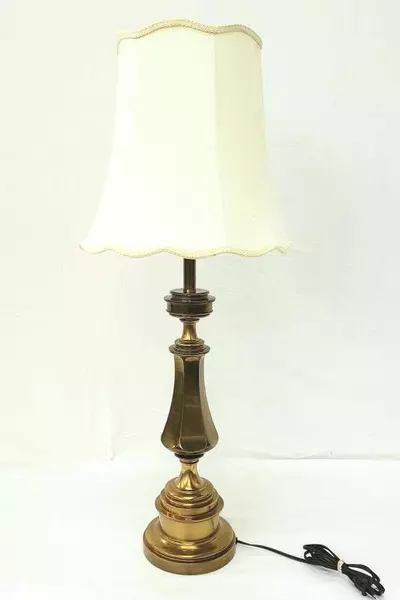 Vintage Brass Table Lamp 35.5" with Shade & Replaced Socket Works Great
