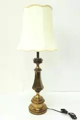 Vintage Brass Table Lamp 35.5" with Shade & Replaced Socket Works Great