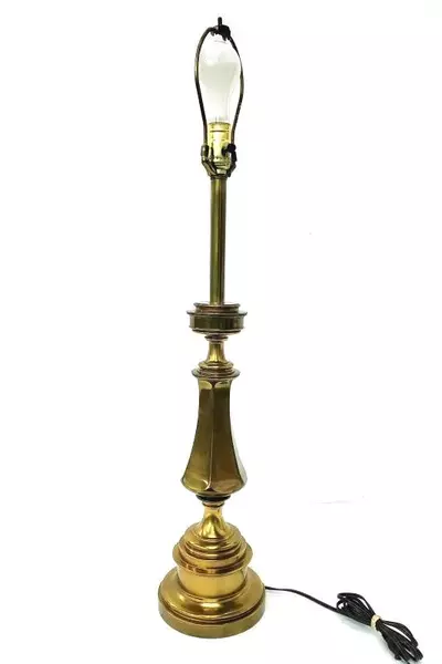 Vintage Brass Table Lamp 35.5" with Shade & Replaced Socket Works Great