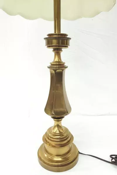 Vintage Brass Table Lamp 35.5" with Shade & Replaced Socket Works Great
