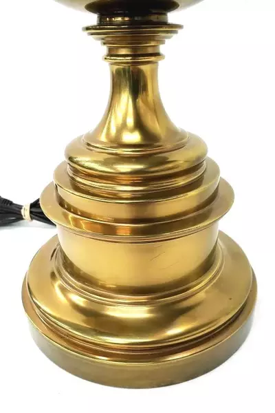 Vintage Brass Table Lamp 35.5" with Shade & Replaced Socket Works Great