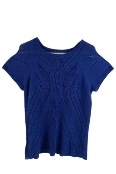 Vintage Fever Y2K 90s Women's Large Royal Blue Crochet Sweater Top