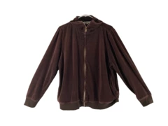 French Laundry Brown Velvet Track Jacket Women's Plus Size 18 20 Zip Up Rose