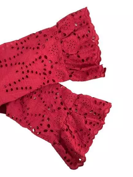 Tea & Cup Girls Red Dress Size L Lace Trim Boho Cotton Pre-Owned