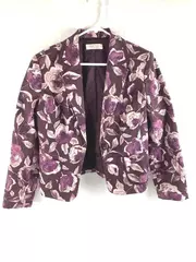 Vintage Casual Corner Women's Sz 8 Purple Floral Stretch Blazer Jacket