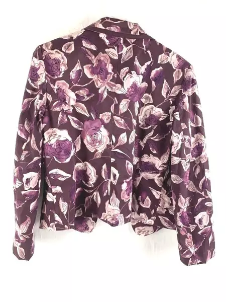 Vintage Casual Corner Women's Sz 8 Purple Floral Stretch Blazer Jacket