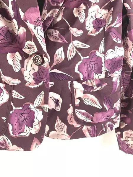 Vintage Casual Corner Women's Sz 8 Purple Floral Stretch Blazer Jacket