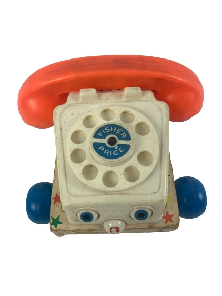 1961 Vintage Fisher Price Chatter Telephone Pull Toy #747 Pre-Owned
