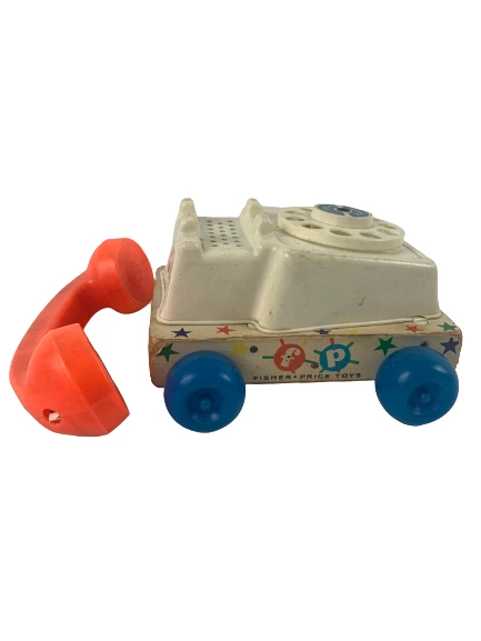 1961 Vintage Fisher Price Chatter Telephone Pull Toy #747 Pre-Owned