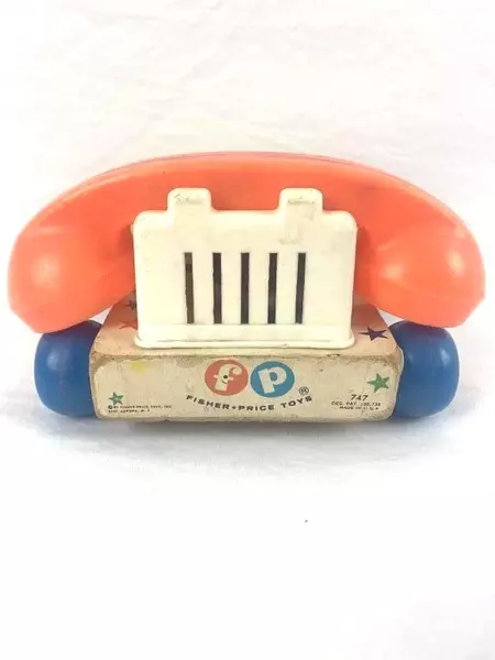 1961 Vintage Fisher Price Chatter Telephone Pull Toy #747 Pre-Owned