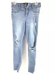 Hollister High Rise Ripped Jean Leggings Juniors Size 3 Light Wash 26" Waist