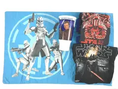 Lot of Star Wars Collectibles Cup Pillowcase & 2 Boys' T-Shirts Sz Sm/8-10