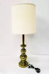 Stiffel 35" Tall Brass Table Lamp with Shade Tested & Working
