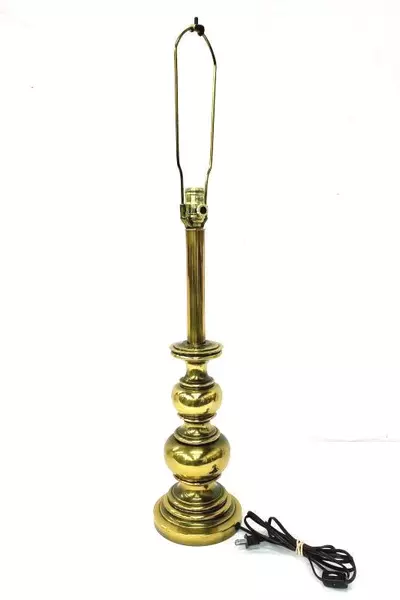 Stiffel 35" Tall Brass Table Lamp with Shade Tested & Working