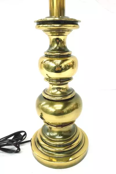 Stiffel 35" Tall Brass Table Lamp with Shade Tested & Working