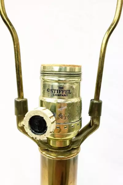 Stiffel 35" Tall Brass Table Lamp with Shade Tested & Working