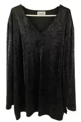 Vintage Teddi Women's Plus Size 3X Black Velvet Track Jacket Zip Up
