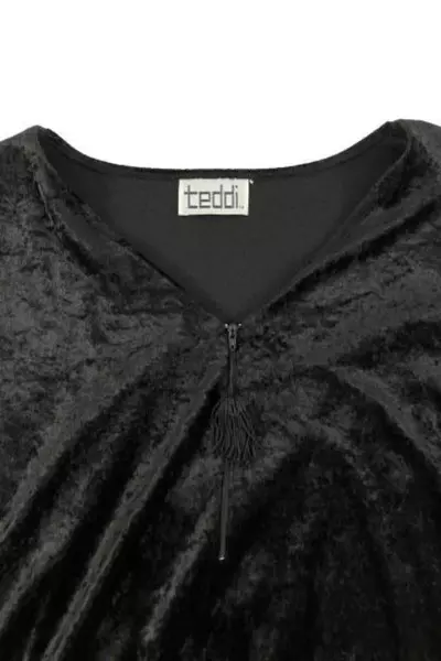 Vintage Teddi Women's Plus Size 3X Black Velvet Track Jacket Zip Up