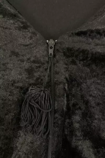 Vintage Teddi Women's Plus Size 3X Black Velvet Track Jacket Zip Up