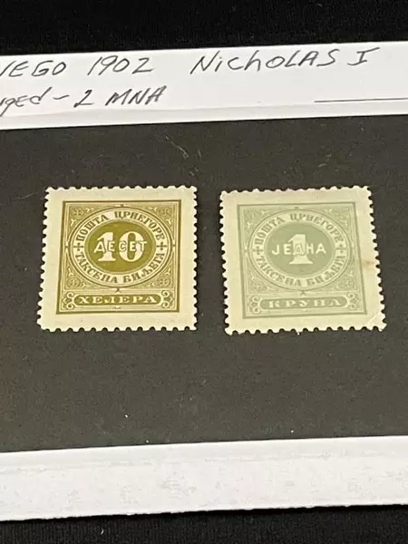 Mint 1902 Montenegro Stamps Lot of 3 Nicholas I - 1 Hinged & 2 MNH