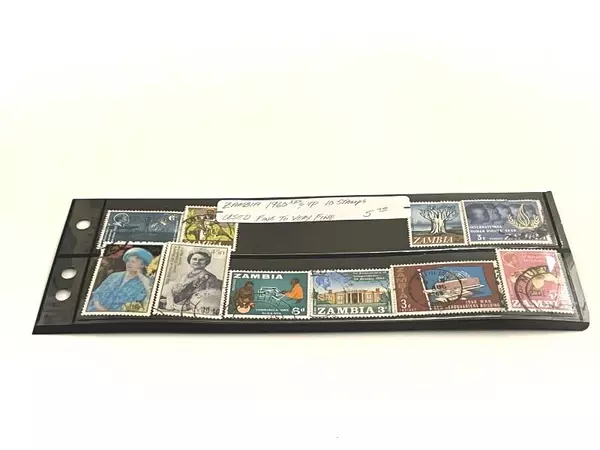 Lot of 10 Used Zambia Stamps 1960s Queen Elizabeth Fine to Very Fine Collectors