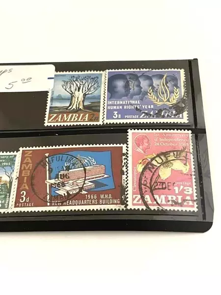 Lot of 10 Used Zambia Stamps 1960s Queen Elizabeth Fine to Very Fine Collectors