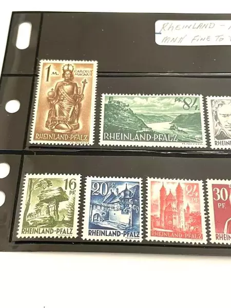 Lot of 15 Mint Fine 1947 Rheinland Postage Stamps for Collectors