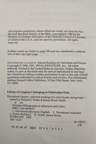 Devotional Classics by Richard J. Foster & James Bryan Smith 1993 PB