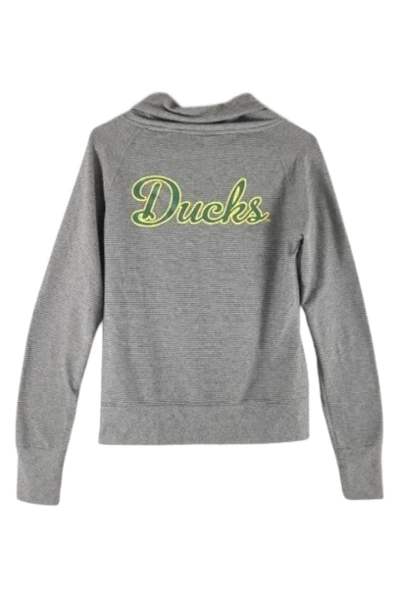 Colosseum Oregon Ducks Women's M Full Zip Jacket Blue White Stripes EUC