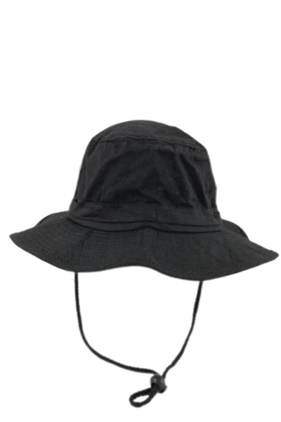 Men's Black Bucket Fishing Hat Adjustable Snap Brim Vented One Size