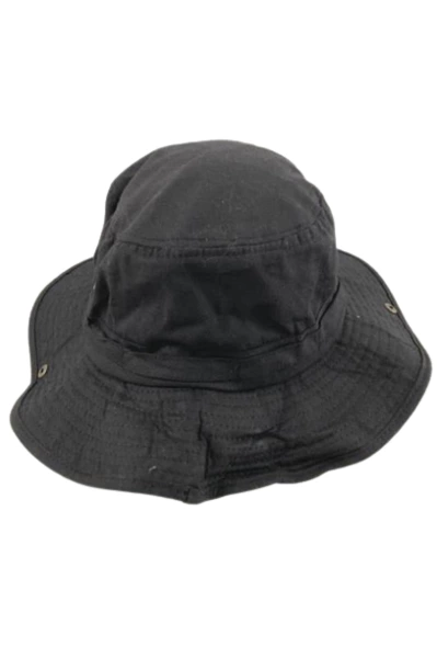 Men's Black Bucket Fishing Hat Adjustable Snap Brim Vented One Size