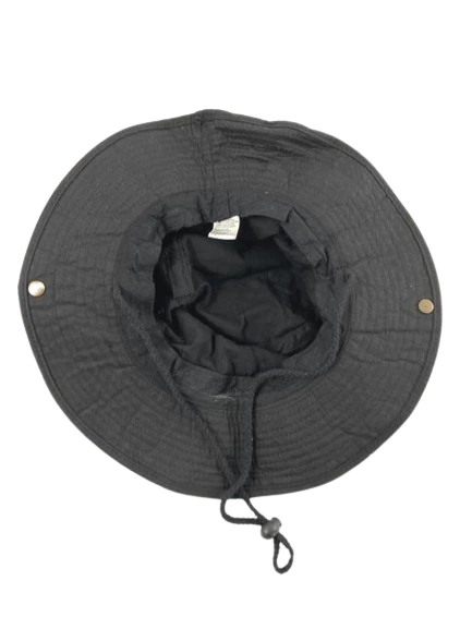 Men's Black Bucket Fishing Hat Adjustable Snap Brim Vented One Size