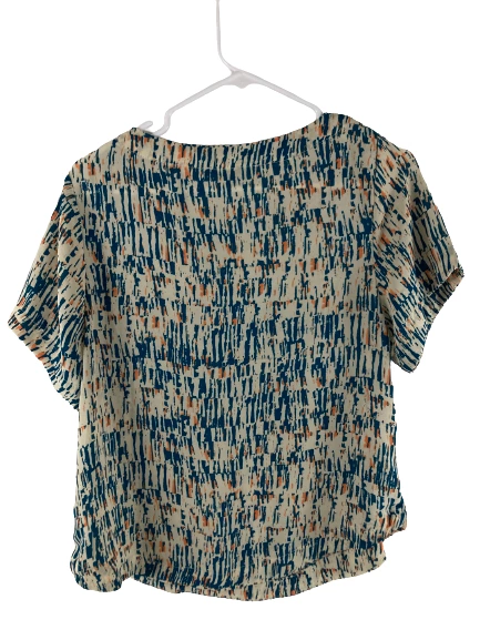 Harlowe & Graham Women's Chiffon Top Size S Cream Teal Orange Good Condition