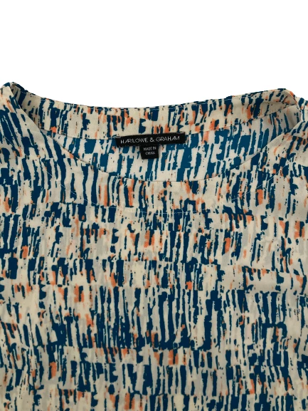 Harlowe & Graham Women's Chiffon Top Size S Cream Teal Orange Good Condition